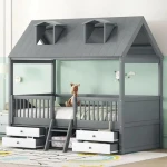 Buy New Design Mixed Colors Wooden Childrens Designer Toddler Bed Single Child Bed with ladder and drawer