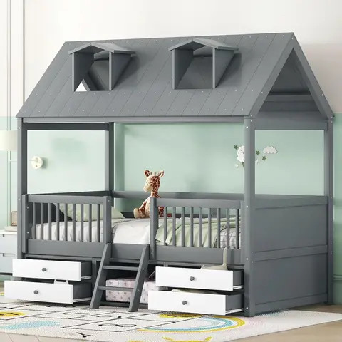 Buy New Design Mixed Colors Wooden Childrens Designer Toddler Bed Single Child Bed with ladder and drawer