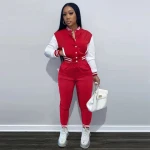 C Clothing Ladies Baseball Uniform Style Jacket And Legging Sport Tracksuit 2 Pieces Set
