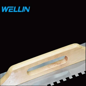 Carbon Steel Plastering Brick Notched Plastering Trowel With Wooden Handle