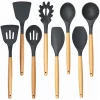 CF573 9pieces per set Nonstick Silicone Cooking Utensils with Wood Handle