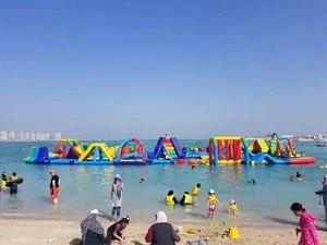 cheap Inflatable sea water park commercial water sports floating island