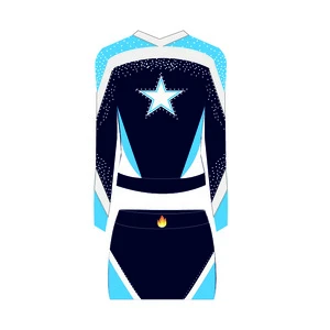 Cheap Price Custom Designed Metallic Cheerleading Uniforms with rhinestones
