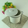 Cheap Price SANBO STOCK wholesale dinnerware white tureen jar ceramic soup tureen with iron rack