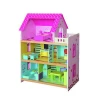 Children wooden doll house set pretend play furniture toy for kids