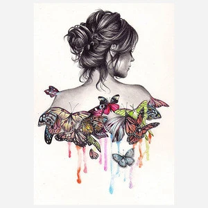 China Manufacture Embroidery Girl Butterfly Decor DIY 5D Diamond Painting Cross Stitch