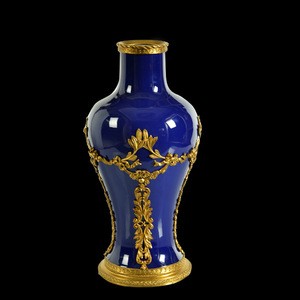 China manufacturer brass and porcelain vases decorations for home hotel villa antique table accessories