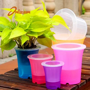 Chinese factory lazy self watering wholesale mini plastic indoor herb containers flower plant pots