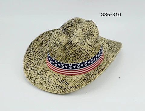 Chinese Online Market Straw Hats Natural Wholesale Custom Cowboy Image Silk Screen Printing Heat Transfer Unisex Adults 58-60CM