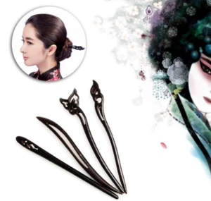 Chinese traditional black wooden hair stick for women