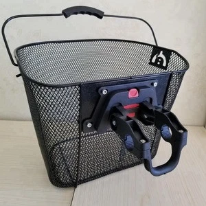 CL-05B steel mesh quick release bike basket   Removable quick release bicycle basket