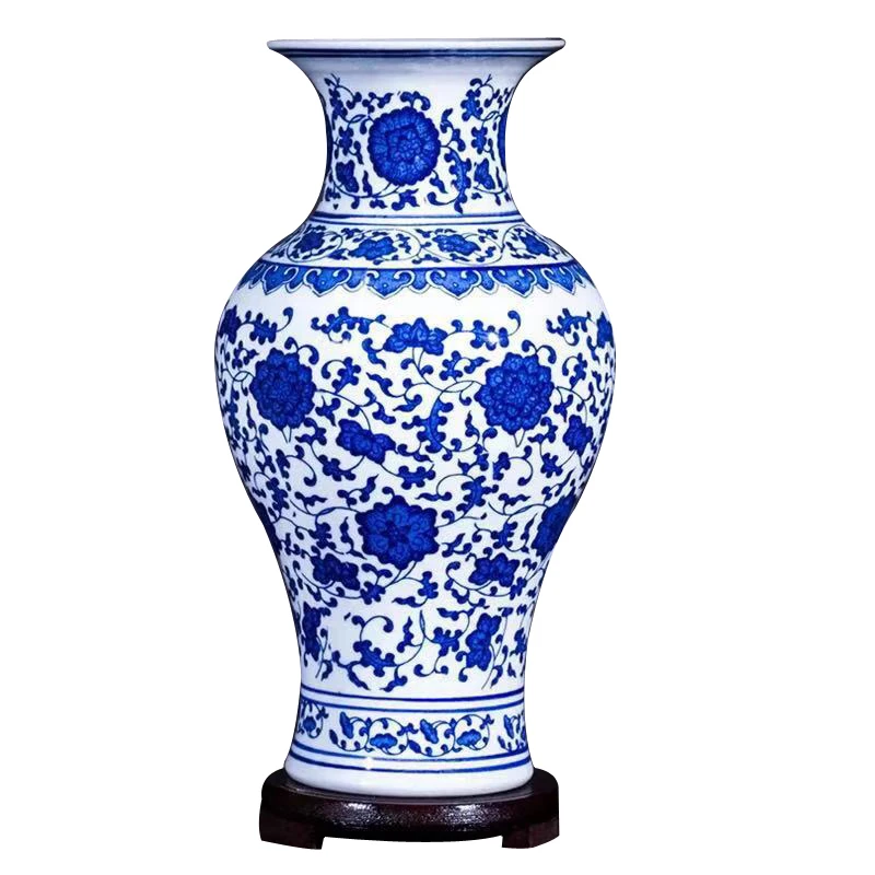 Classic Chinese decorations ceramic blue and white porcelain vase for home