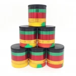 Colorful 63MM 5 Parts Large Luxury Weed Herb Grinder Crusher With Silicone Rubber Herb Storage