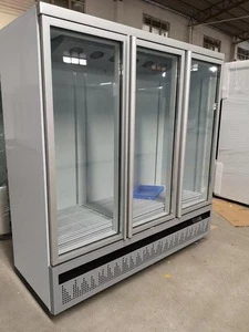 Commercial glass door chiller bottom freezer refrigerator for store/supermarket/shop
