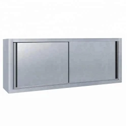 Commercial stainless steel kitchen Wall cabinet with Sliding Doors and Splashback