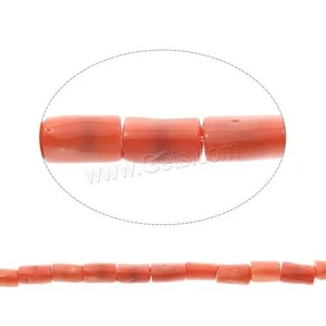 coral beads in bulk Natural Column reddish orange 10x18mm Hole:Approx 1mm Approx 16.5 Inch Approx 26PCs/Strand 1058942