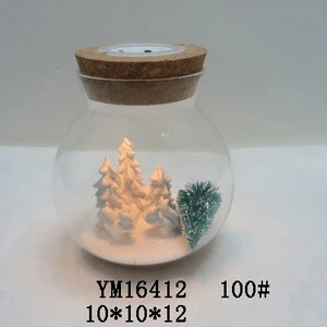 Cork glass jar , Christmas tree statues glass jar glass crafts
