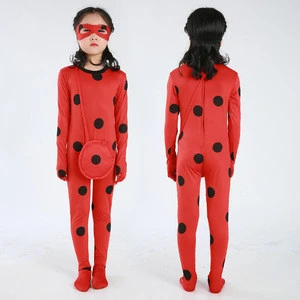 Cosplay Halloween Party Ladybug Girls Costume With Eye Mask Bag For Kids Girls