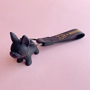 Custom ins cartoon french bulldog cute doll gift creative schoolbag pendant car leather keychain