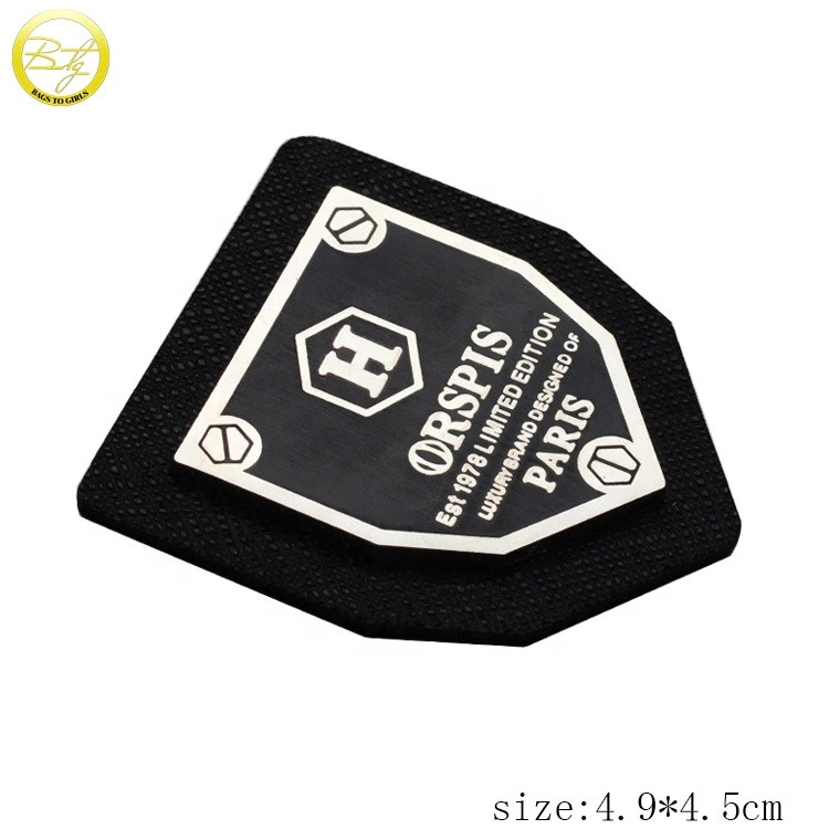 Custom jeans leather label embossed black logo leather patch tags for clothes