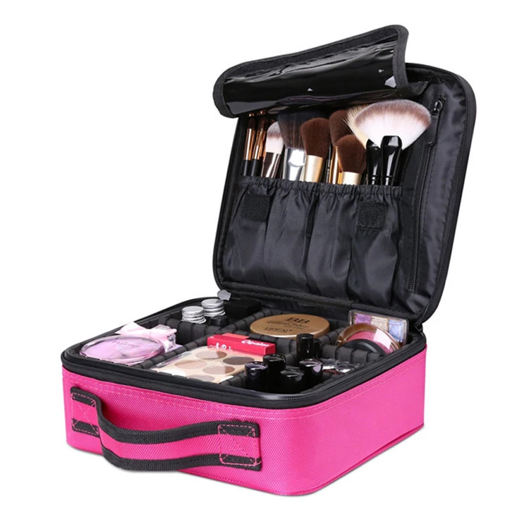 Custom large capacity adjustable makeup case bag portable travel cosmetic bags for women