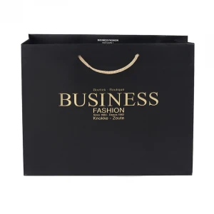 Custom Made Logo Printed Black Matt Gift Paper Bags