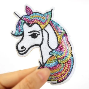 Custom New Unicorn Design Popular Transfer Sequin Designs Embroidery Patches
