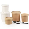Custom Printed Soup Container Kraft Paper Noodle Cup Hot Soup Bowls With Lids