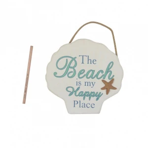 Custom Wooden Art Wall Hanging Decoration Home Decor Happy Beach Seashell Wooden Signs