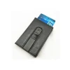 Customization RFID aluminium push botton lock card slim Leather  wallet