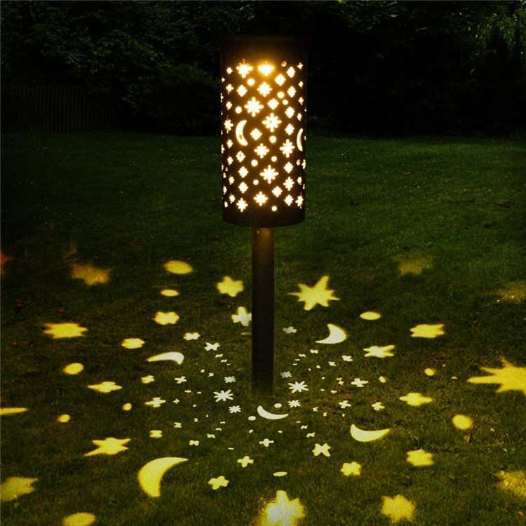 customize outdoor solar ground light led star moon lantern hollow out garden lamp decoration new year christmas
