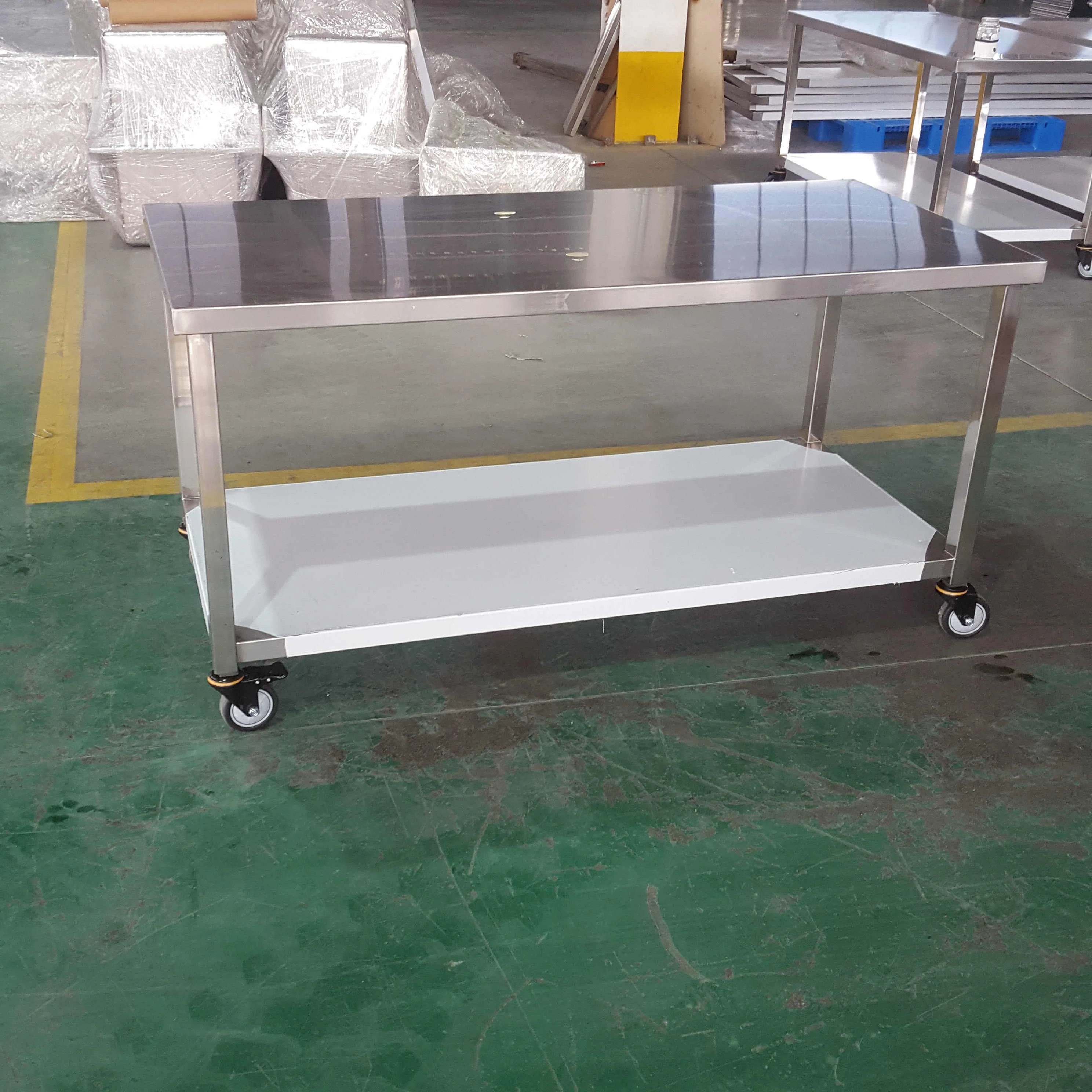 Customized Mobile Commercial Kitchen Equipment Stainless Steel Tables Food Prep Console Table Stainless Steel Console Table
