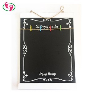 Customized Printing Wooden Blackboard with Clip and Hanging String