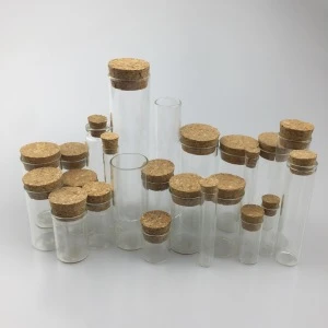 Customized & wholesale flat or round bottom  borosilicate glass test tube with cork lid for lab application