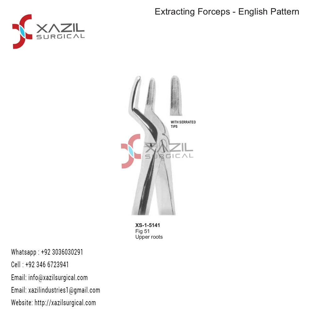 Dental Extracting Forceps English Pattern Fig 51 Upper Roots With Serrated Tip Stainless Steel All Sizes Available