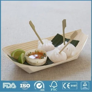 Disposable Small Wooden Sushi Boat Snack Trays for Party
