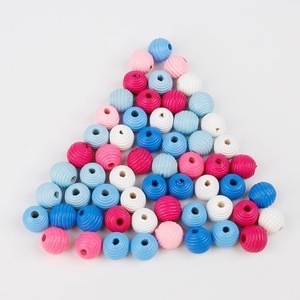 DIY Bead 50PCS Natural Ball Round Thread Wooden Spacer Beads Eco-Friendly Mixed Color Wood Beads Lead-Free Wooden Balls 14*14mm