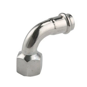 DN15 1/2  20 1/2 32*1 Pressed connection Tube Fittings 304 316 Stainless Steel 90 degree Female Elbow for cooling water pipe