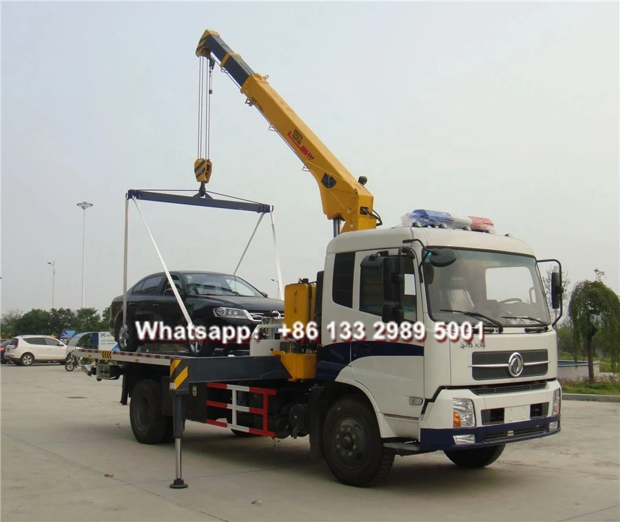 Dongfeng Multifunctional 7 tons Road Recovery Wrecker tow truck crane sale in Kazakhstan