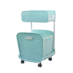 double deck detachable bathroom plastic laundry products clothing storage basket kitchen with wheels laundry pods