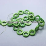 Dyed shell beads green 20mm round donut with 8mm center hole