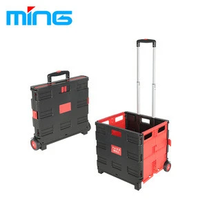 easy use plastic box and folding trolley carts with casters