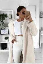 EB-20121539   women coats winter and autumn ladies long coat wool casual faux fur coat