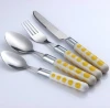 Eco-Friendly Stainless Steel Cutlery Set 4pcs of knife fork Spoon with PS Plastic handle