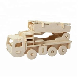 Educational Assembly Toy Vehicle 3D Wooden Missil Truck Puzzle Truck Toy