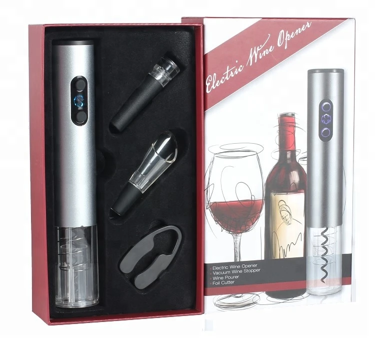 Electric Wine Opener, Automatic Corkscrew Set Contains Foil Cutter, Vacuum Stopper and Wine Aerator Pourer Vintage Wine Opener