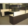 Elegant Light White L Shape Office Computer Desk Cubicles Workstation with overhead cabinet