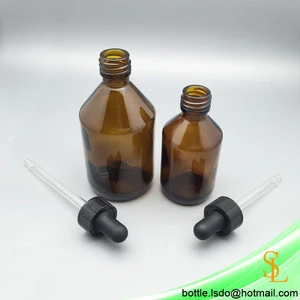 Empty shaped liquor medical 50ml 100ml pharmaceutical amber glass dropper bottles with glass pipette