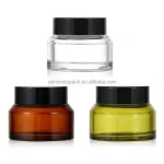 face cream cosmetic container 2024 new arrival retail empty round 30ml 1oz amber glass cream jar cosmetic packaging