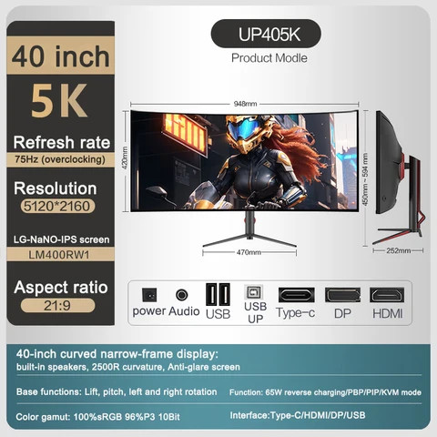 Buy Factory Oem 21:9 Curved Monitor Ips Screen 40 Inch 5k 5120*2160 ...